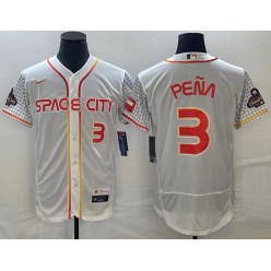 Astros 3 Jeremy Pena White Nike 2022 City Connect World Serise Champions Patch Flexbase Jerseys