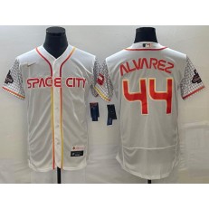 Astros 44 Yordan Alvarez White Nike 2022 City Connect World Serise Champions Patch Flexbase Jersey