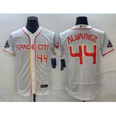 Astros 44 Yordan Alvarez White Nike 2022 City Connect World Serise Champions Patch Flexbase Jerseys