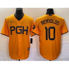 Pirates 10 Bryan Reynolds Gold Nike 2023 City Connect Cool Base Jersey