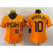 Pirates 10 Bryan Reynolds Gold Women Nike 2023 City Connect Cool Base Jersey