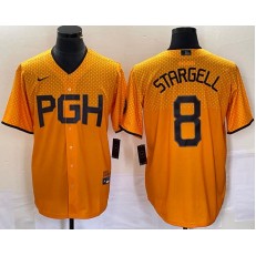 Pirates 8 Willie Stargell Gold Nike 2023 City Connect Cool Base Jersey