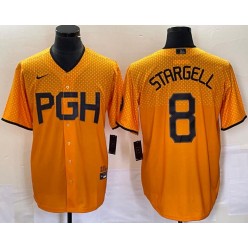 Pirates 8 Willie Stargell Gold Nike 2023 City Connect Cool Base Jersey