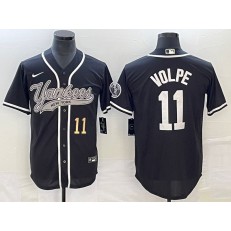 Yankees 11 Anthony Volpe Number Black Cool Base Jersey