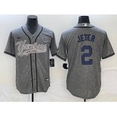 Yankees 2 Derek Jeter Gray Gridiron Cool Base Jersey