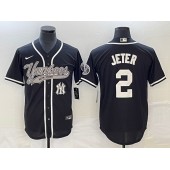Yankees 2 Derek Jeter Logo Black Cool Base Jersey