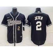 Yankees 2 Derek Jeter Number Black Cool Base Jersey