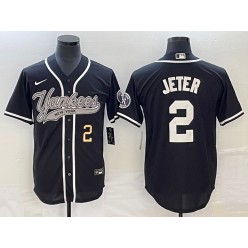 Yankees 2 Derek Jeter Number Black Cool Base Jersey