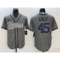 Yankees 45 Gerrit Cole Gray Gridiron Cool Base Jersey
