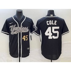 Yankees 45 Gerrit Cole Number Black Cool Base Jersey