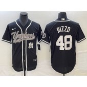 Yankees 48 Anthony Rizzo Logo Black Cool Base Jersey