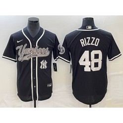 Yankees 48 Anthony Rizzo Logo Black Cool Base Jersey