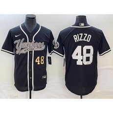 Yankees 48 Anthony Rizzo Number Black Cool Base Jersey