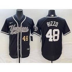 Yankees 48 Anthony Rizzo Number Black Cool Base Jersey
