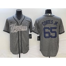 Yankees 65 Nestor Cortes JR. Gray Gridiron Cool Base Jersey