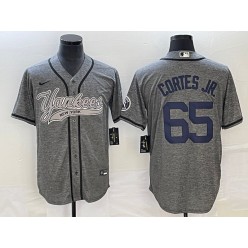 Yankees 65 Nestor Cortes JR. Gray Gridiron Cool Base Jersey
