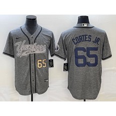 Yankees 65 Nestor Cortes JR. Number Gray Gridiron Cool Base Jersey
