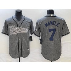 Yankees 7 Mickey Mantle Gray Gridiron Cool Base Jersey