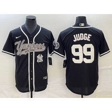 Yankees 99 Aaron Judge Logo Black Cool Base Jersey