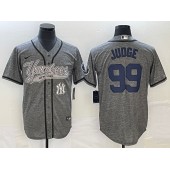 Yankees 99 Aaron Judge Logo Gray Gridiron Cool Base Jersey
