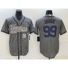 Yankees 99 Aaron Judge Logo Gray Gridiron Cool Base Jersey