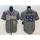 Yankees 99 Aaron Judge Number Gray Gridiron Cool Base Jersey