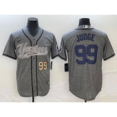 Yankees 99 Aaron Judge Number Gray Gridiron Cool Base Jersey
