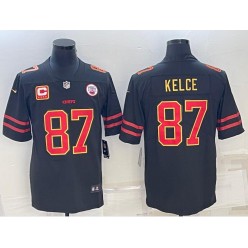 Nike Chiefs 87 Travis Kelce Black C Patch Vapor Untouchable Limited Jersey