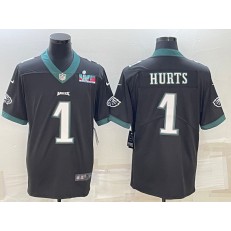 Nike Eagles 1 Jalen Hurts Black 2023 Super Bowl LVII Vapor Untouchable Jersey