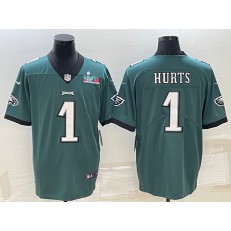 Nike Eagles 1 Jalen Hurts Green 2023 Super Bowl LVII Vapor Untouchable Jersey