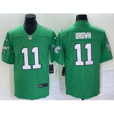 Nike Eagles 11 AJ Brown Green Vapor Limited Throwback Jersey
