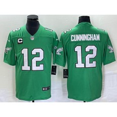 Nike Eagles 12 Randall Cunningham Green Vapor Limited C Patch Throwback Jersey