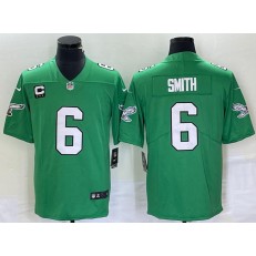 Nike Eagles 6 DeVonta Smith Green Vapor Limited C Patch Throwback Jersey