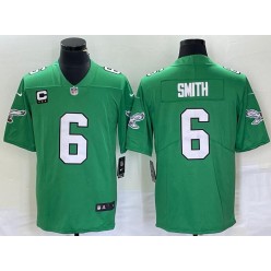 Nike Eagles 6 DeVonta Smith Green Vapor Limited C Patch Throwback Jersey