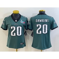 Nike Eagles 20 Brian Dawkins Green Women 2023 Super Bowl LVII Vapor Limited Jersey