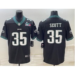 Nike Eagles 35 Boston Scott Black 2023 Super Bowl LVII Vapor Limited Jersey