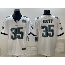 Nike Eagles 35 Boston Scott White 2023 Super Bowl LVII Vapor Limited Jersey