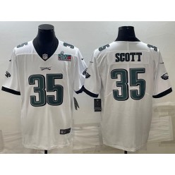 Nike Eagles 35 Boston Scott White 2023 Super Bowl LVII Vapor Limited Jersey