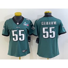 Nike Eagles 55 Brandon Graham Green Women 2023 Super Bowl LVII Vapor Limited Jersey