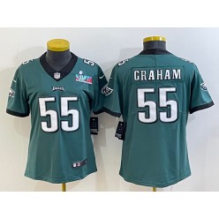 Nike Eagles 55 Brandon Graham Green Women 2023 Super Bowl LVII Vapor Limited Jersey