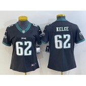 Nike Eagles 62 Jason Kelce Black Women Vapor Limited Jersey