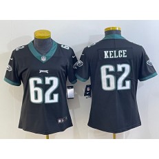 Nike Eagles 62 Jason Kelce Black Women Vapor Limited Jersey