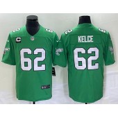 Nike Eagles 62 Jason Kelce Green Vapor Limited C Patch Throwback Jersey