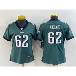 Nike Eagles 62 Jason Kelce Green Women Vapor Limited Jersey