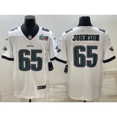 Nike Eagles 65 Lane Johnson White 2023 Super Bowl LVII Vapor Limited Jersey