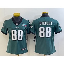 Nike Eagles 88 Dallas Goedert Green Women 2023 Super Bowl LVII Vapor Limited Jersey