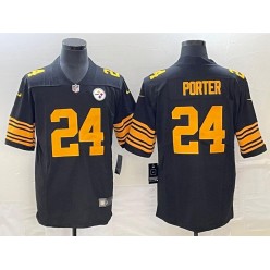 Nike Steelers 24 Joey Porter Black 2023 NFL Draft Color Rush Limited Jersey