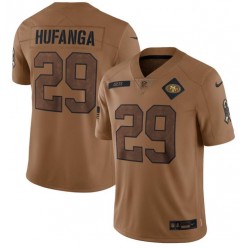 Nike 49ers 29 Talanoa Hufanga Brown Brown 2023 Salute To Service Limited Jersey