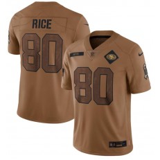 Nike 49ers 80 Jerry Rice Brown 2023 Salute To Service Limited Jersey