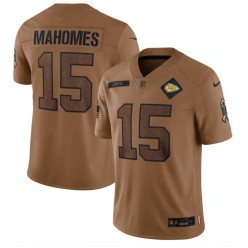 Nike Chiefs 15 Patrick Mahomes Brown 2023 Salute To Service Limited Jersey